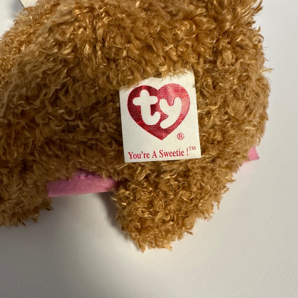 Ty Beanie Babies Plush Bear Brown Pink NEW “You’re A Sweetie” Love Valentines - Picture 13 of 14